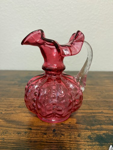 Vtg fenton cranberry h - vtg, 5.75"h